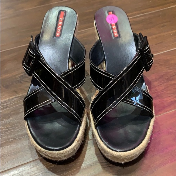 Prada Black Espadrilles Wedges - Picture 2 of 4